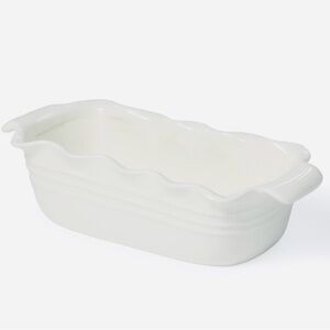 Target Bullseye Playground Christmas White Scalloped Ceramic Broad Loaf Pan